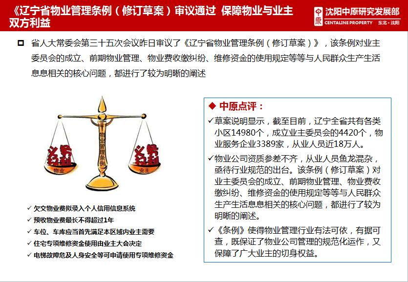 《辽宁省物业管理条例（修订草案）审议通过 保障物业与业主双方利益